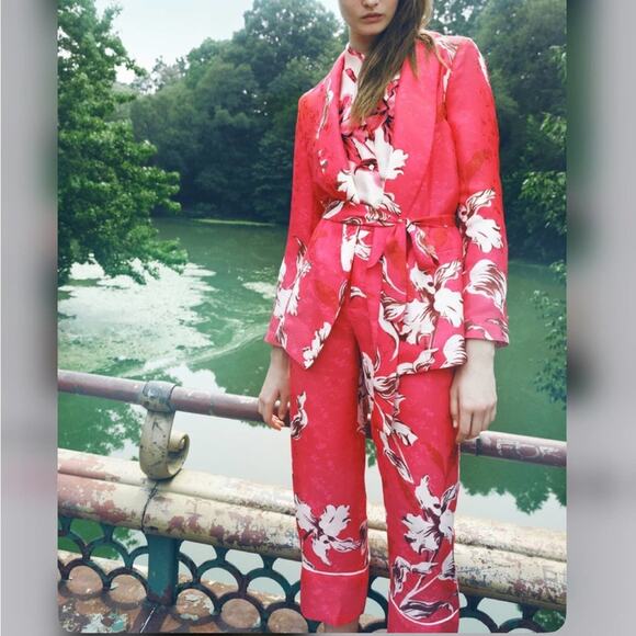 Zara Pink PRINTED BLAZER WITH BELT - Picture 6 of 9